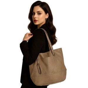 B Makowsky Bag Shoulder Handbag Purse Tote Satchel Leather Taupe Women's Woman's